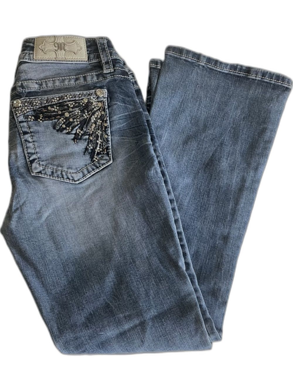 Miss me signature boot angel wing jeans size 28
